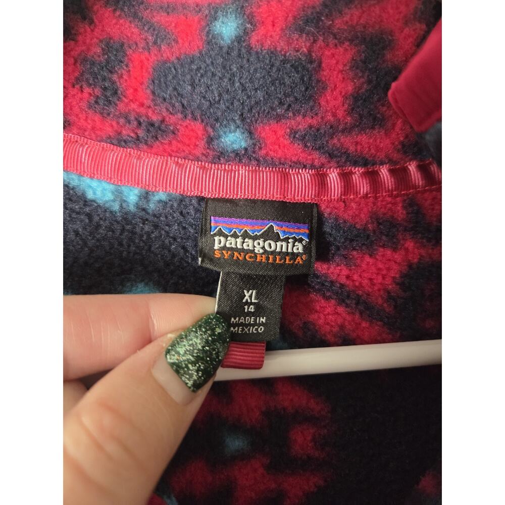 Patagonia Synchilla Snap-T Fleece Pullover Sweater XL Aztec Tribal‎ Pink Blue - Picture 3 of 6